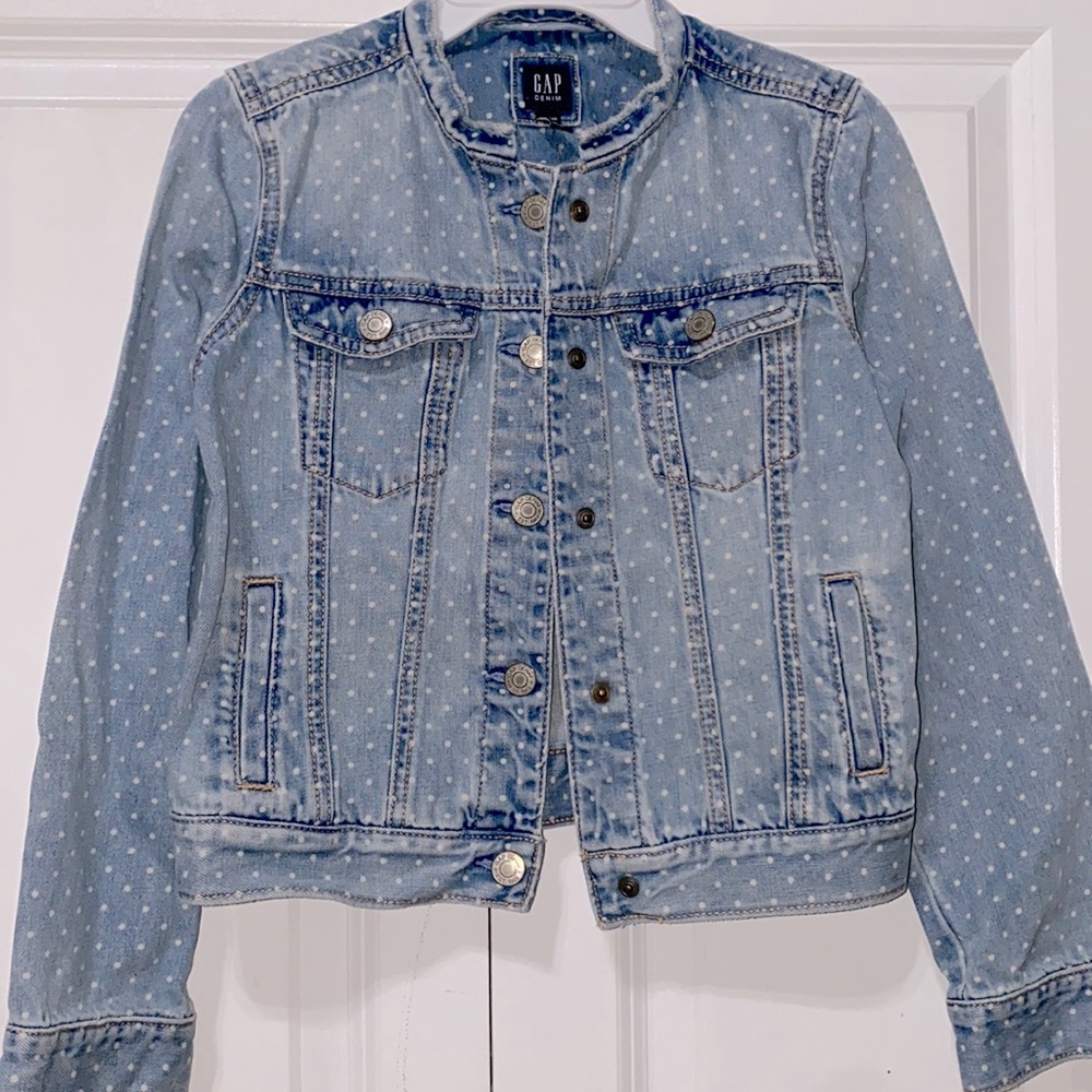 Gap girls polka dot denim jacked